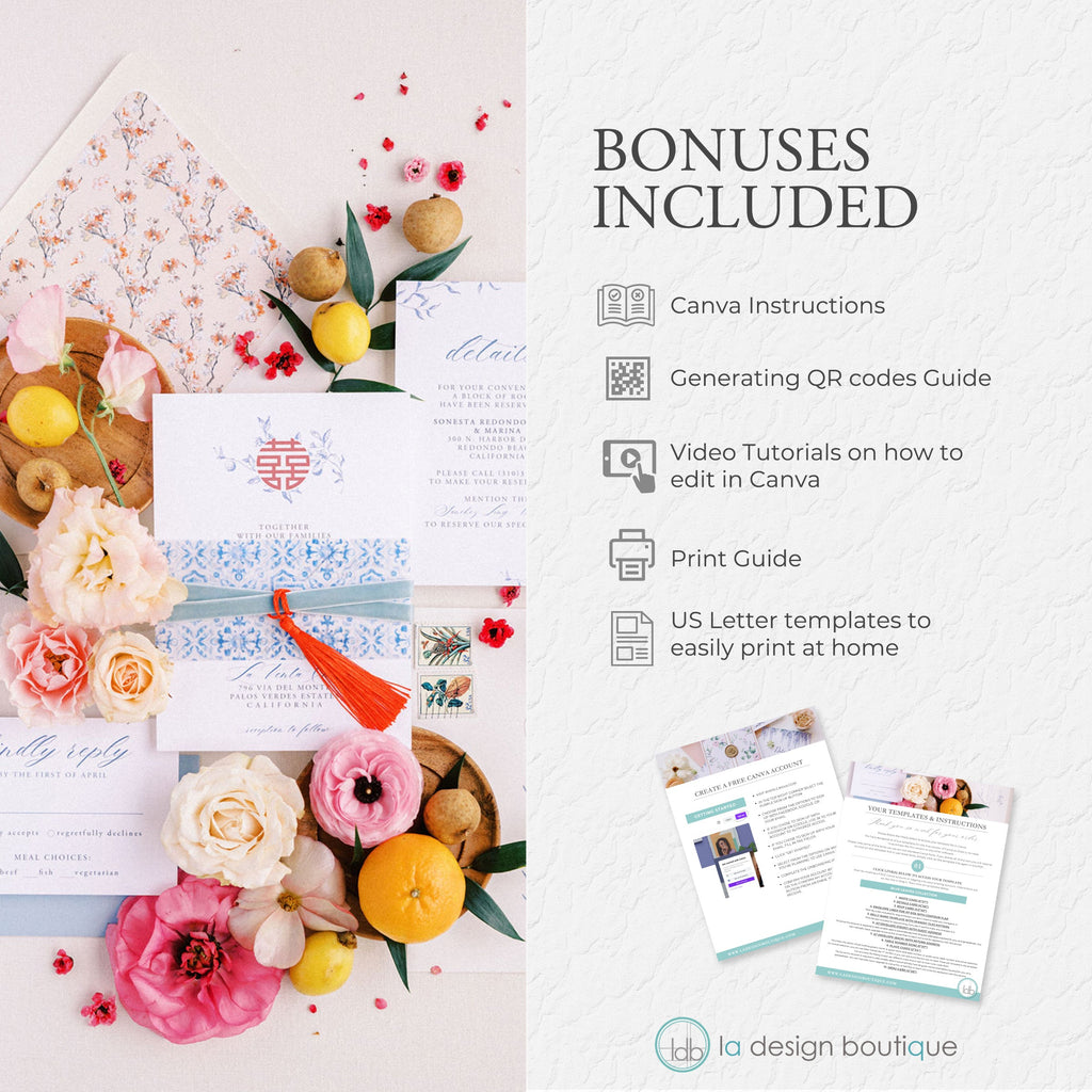 Hummingbird Florals Wedding Seating Chart - Canva Digital Template