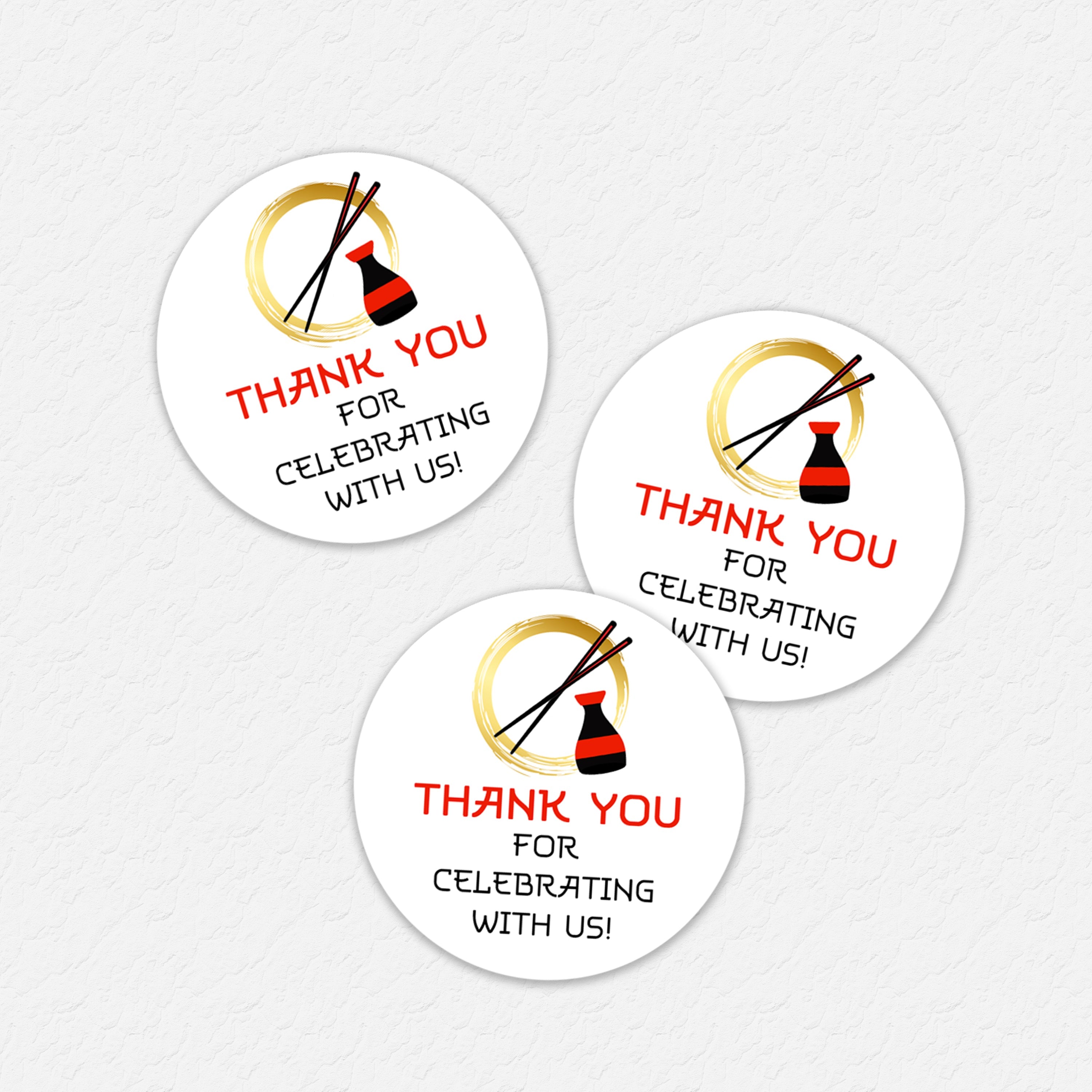 Hibachi Party Round Labels
