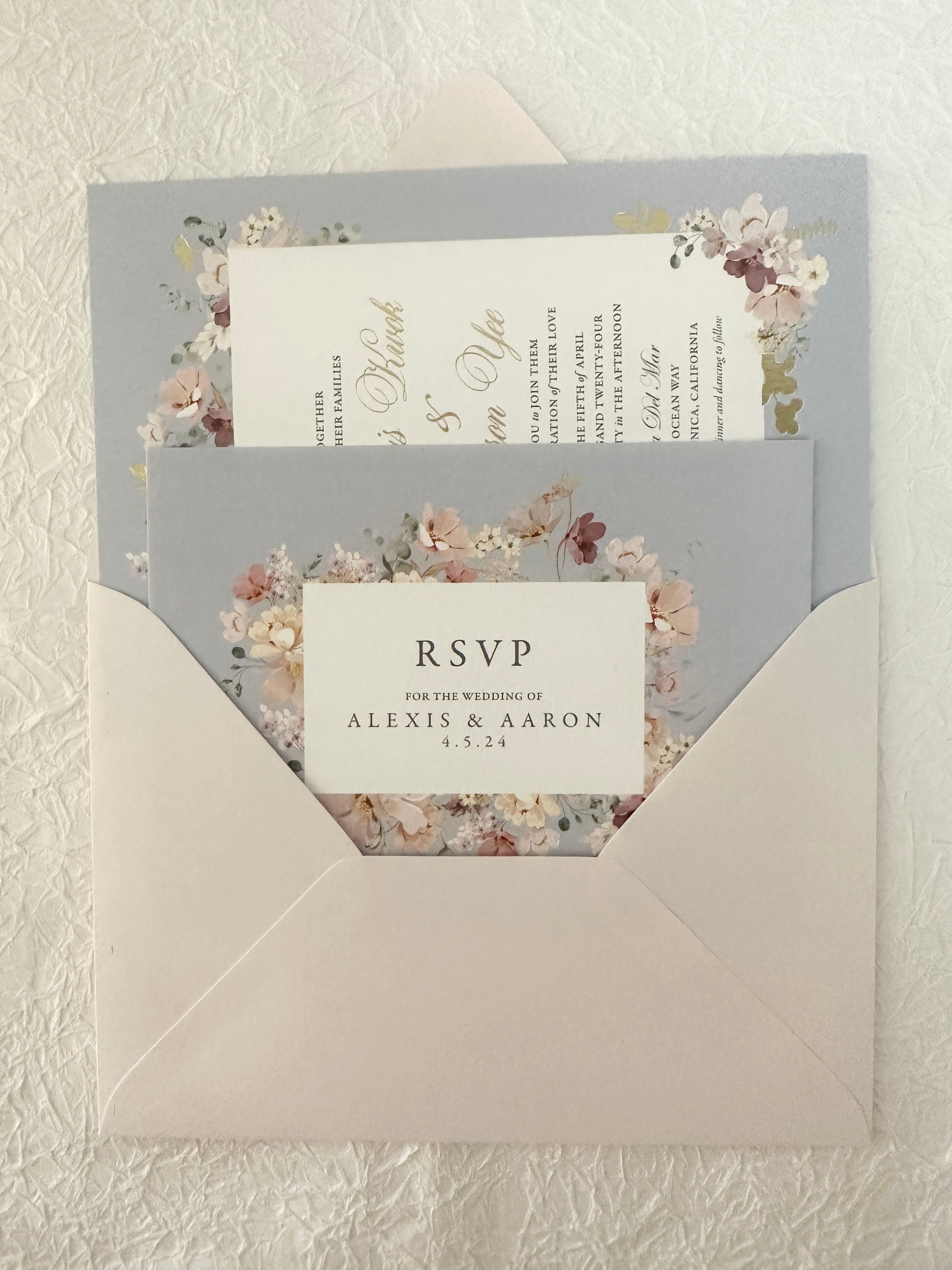 Romantic Floral Pastel Wedding Invitation Suite - Canva Digital Template Bundle