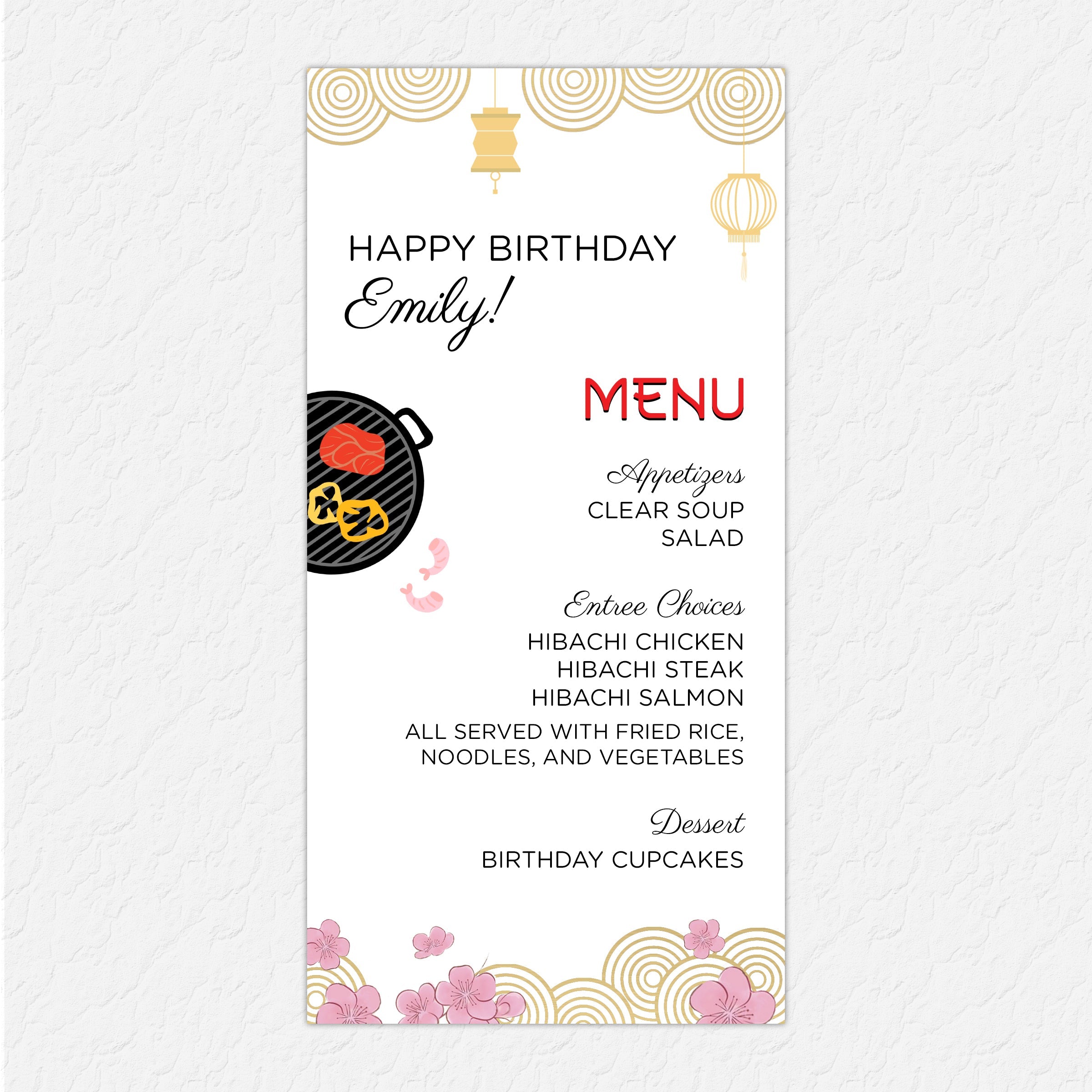 Hibachi Themed Menu