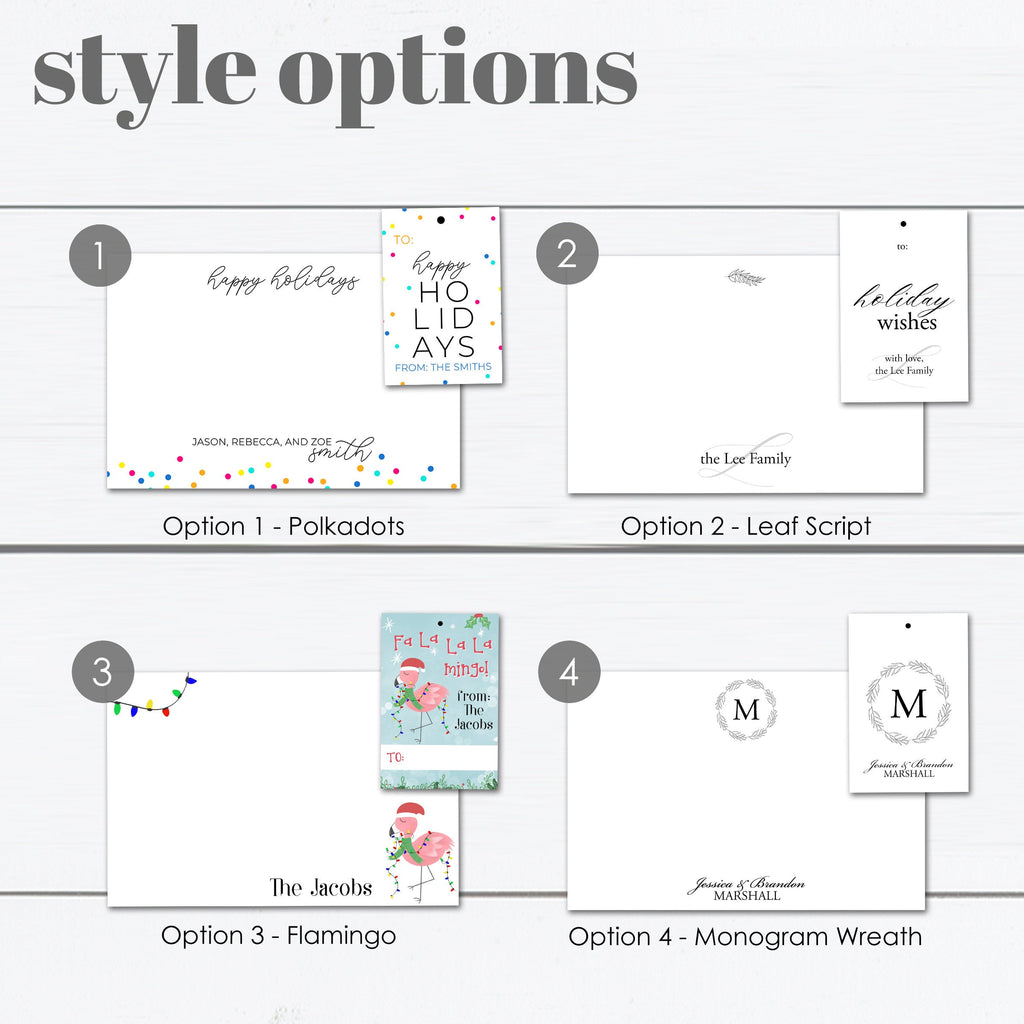 Personalized Holiday Cards and Gift Tags Stationary Sets