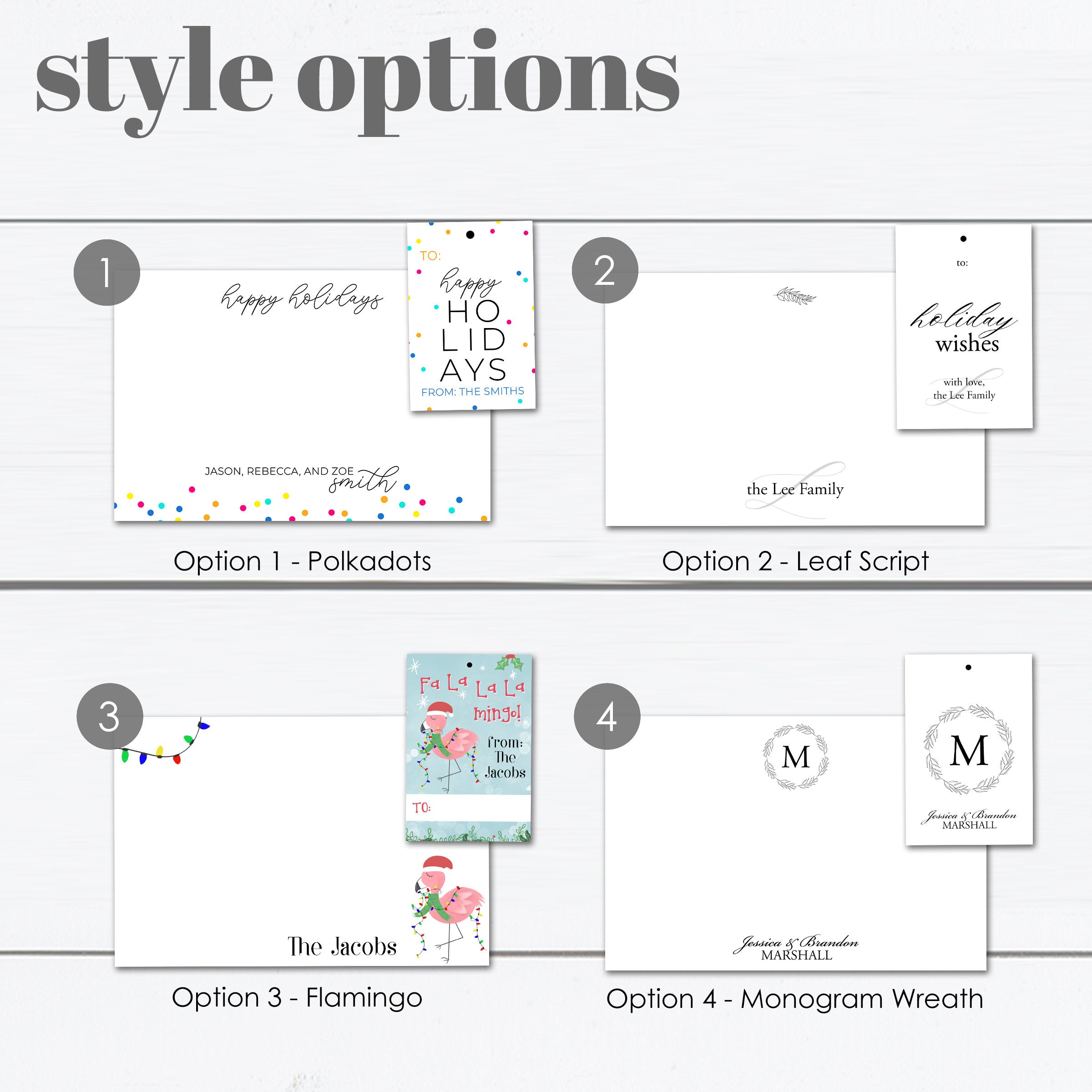 Personalized Holiday Cards and Gift Tags Stationary Sets