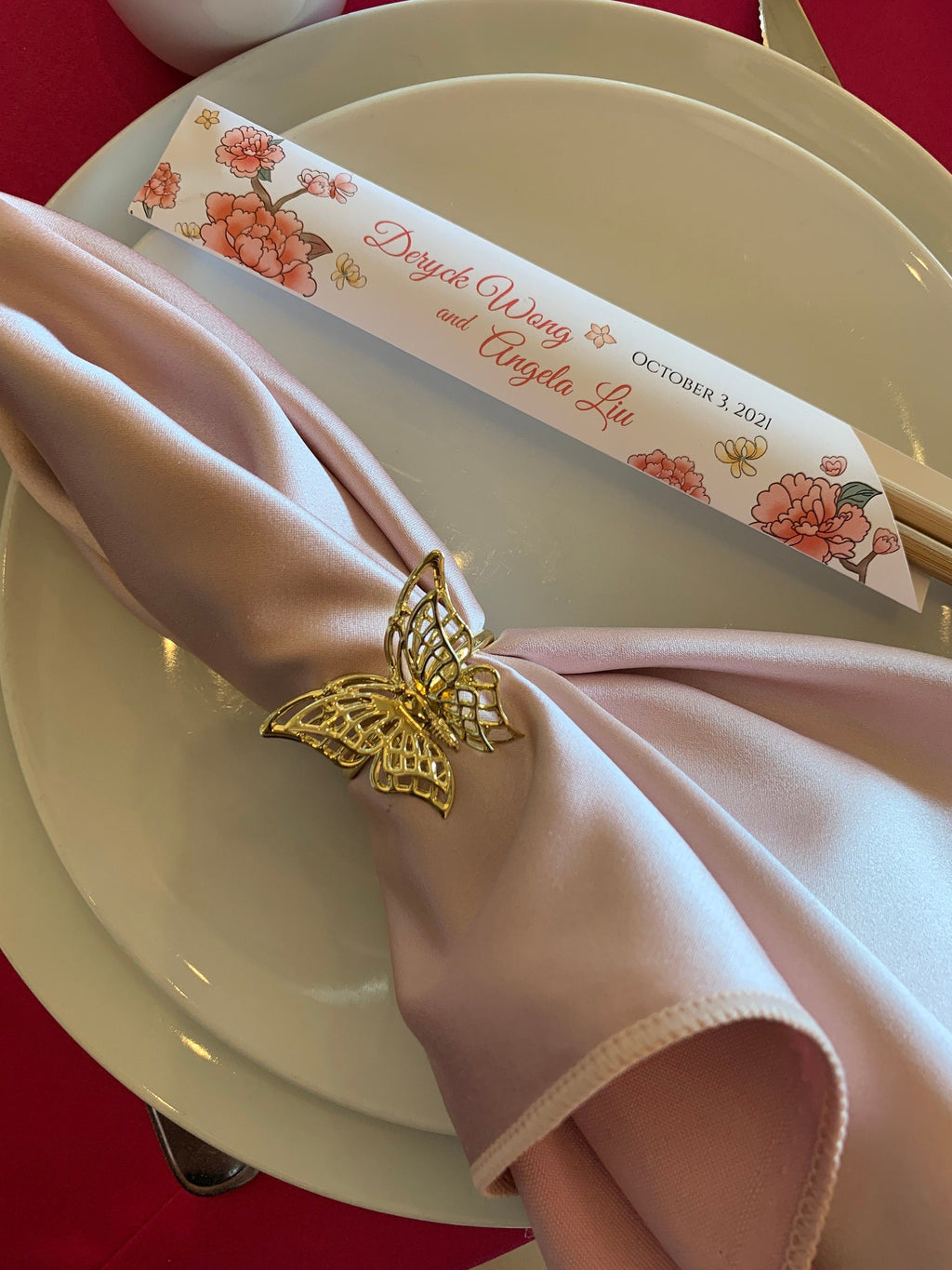 Personalized Chopstick Sleeves with Lotus Blossoms