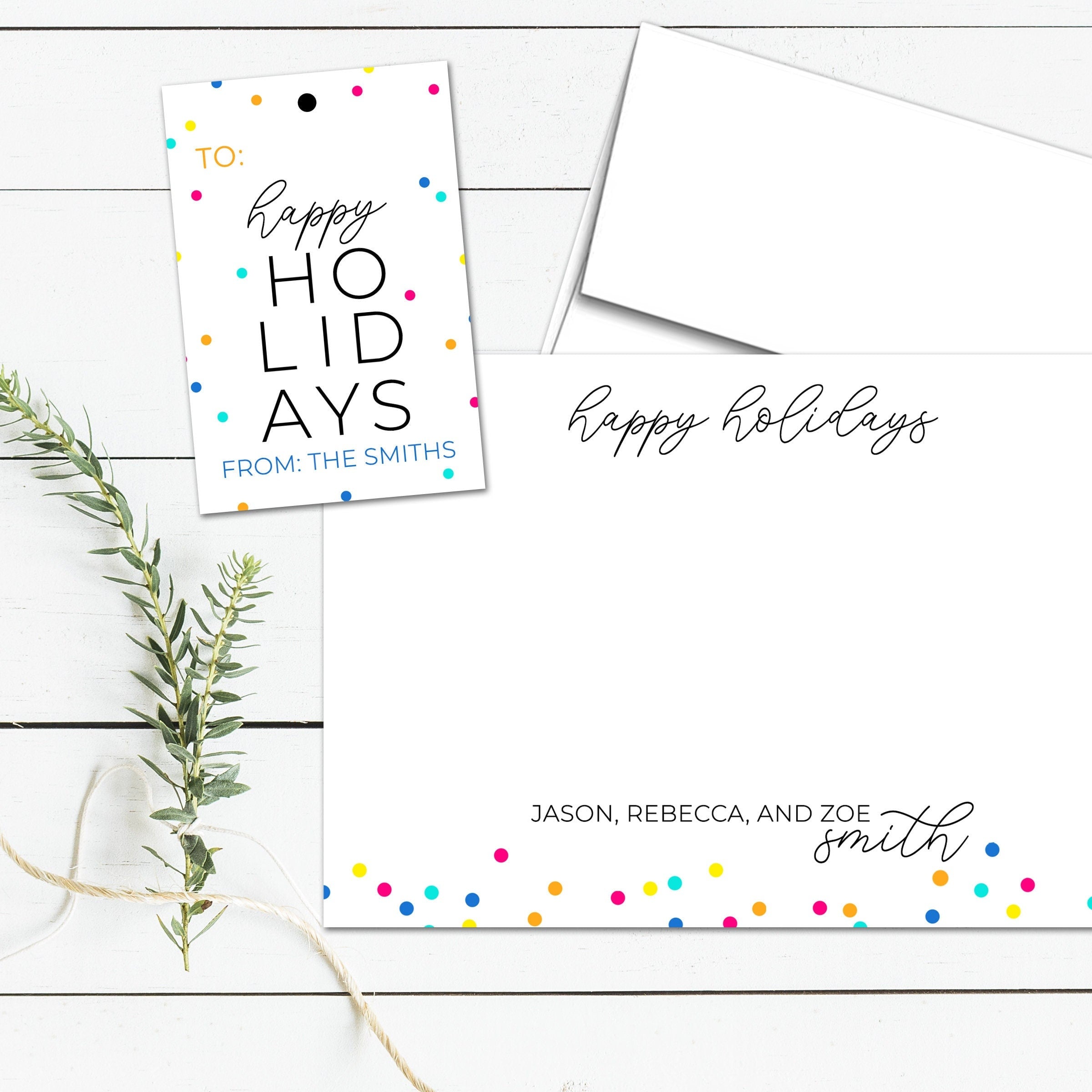 Personalized Holiday Cards and Gift Tags Stationary Sets