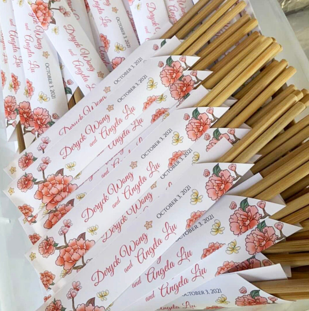 Personalized Chopstick Sleeves with Lotus Blossoms