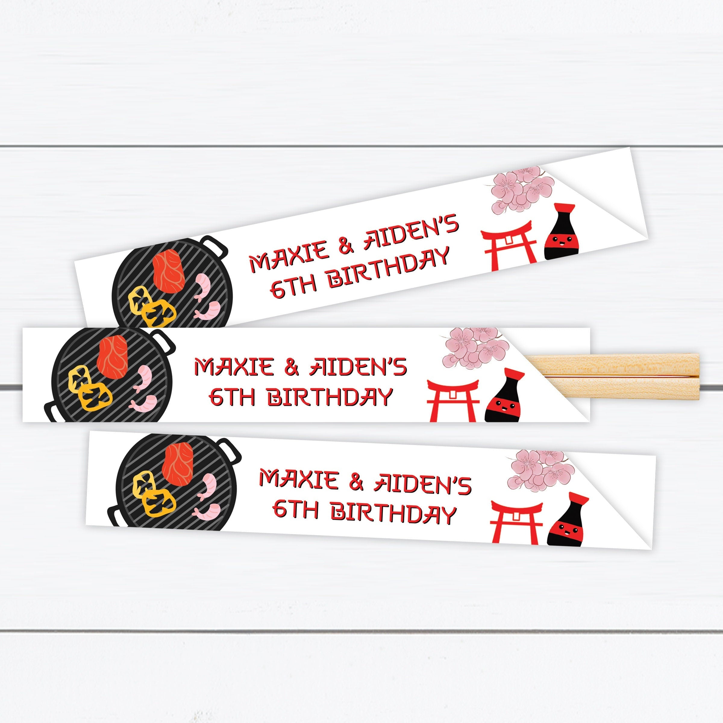 Hibachi Party Personalized Chopstick Sleeves