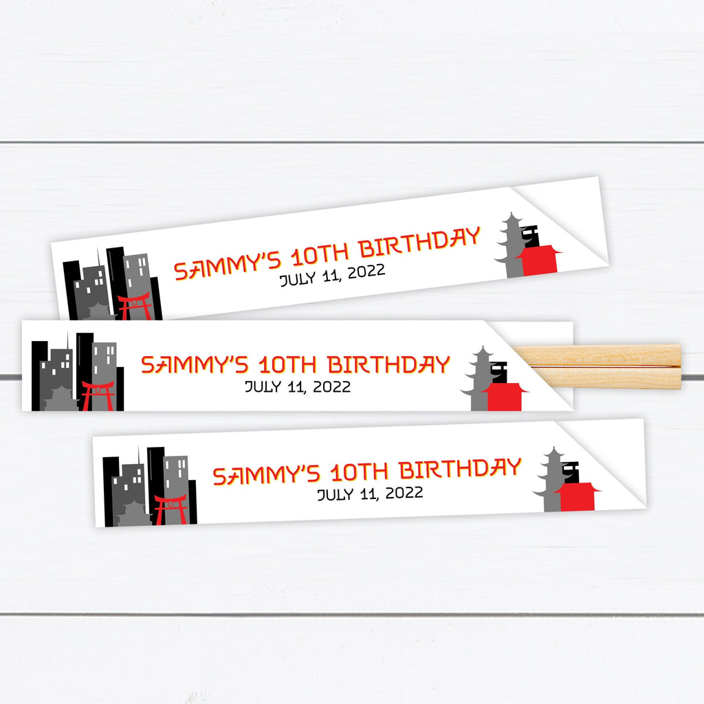 Japanese-Themed Chopstick Sleeves with Tokyo Skyline