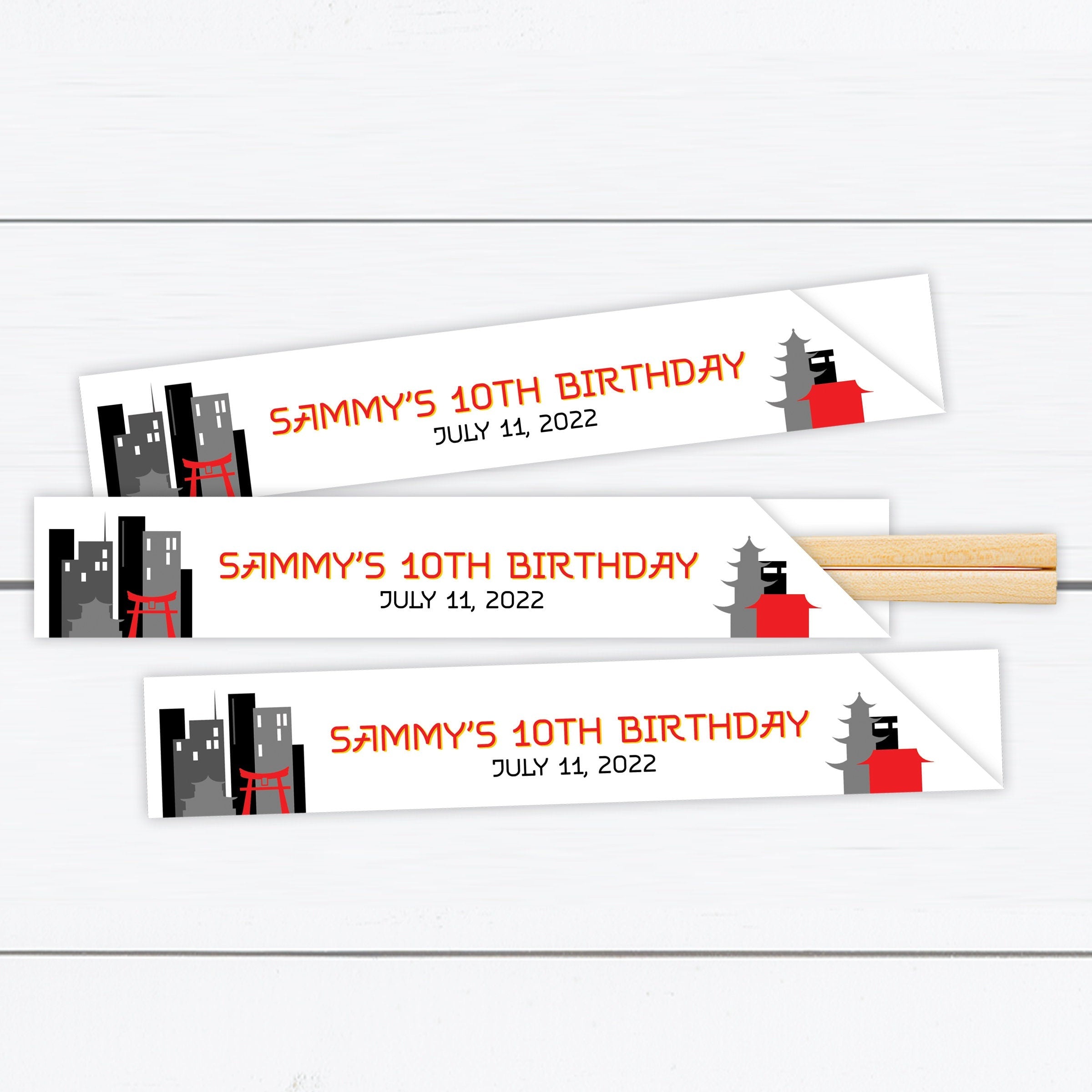 Japanese-Themed Chopstick Sleeves with Tokyo Skyline