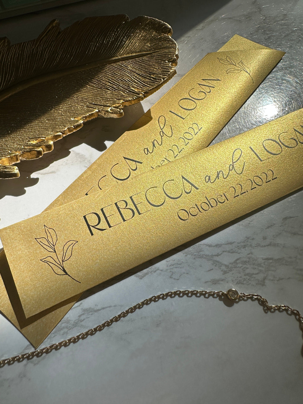 Personalized Gold Chopstick Sleeves