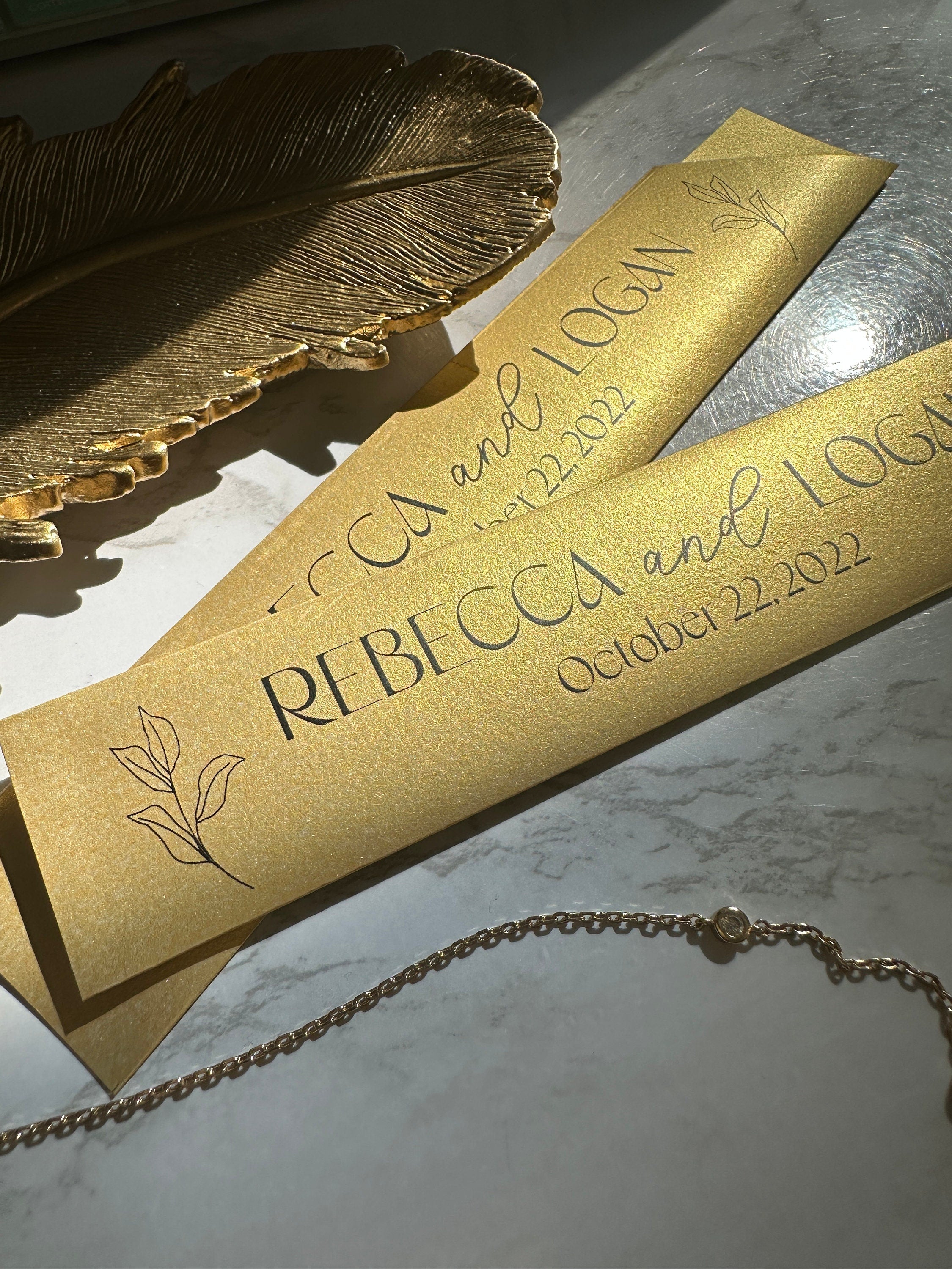 Personalized Gold Chopstick Sleeves