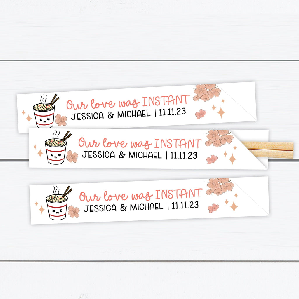 "Our Love was Instant" Instant Noodles Custom Chopstick Sleeves