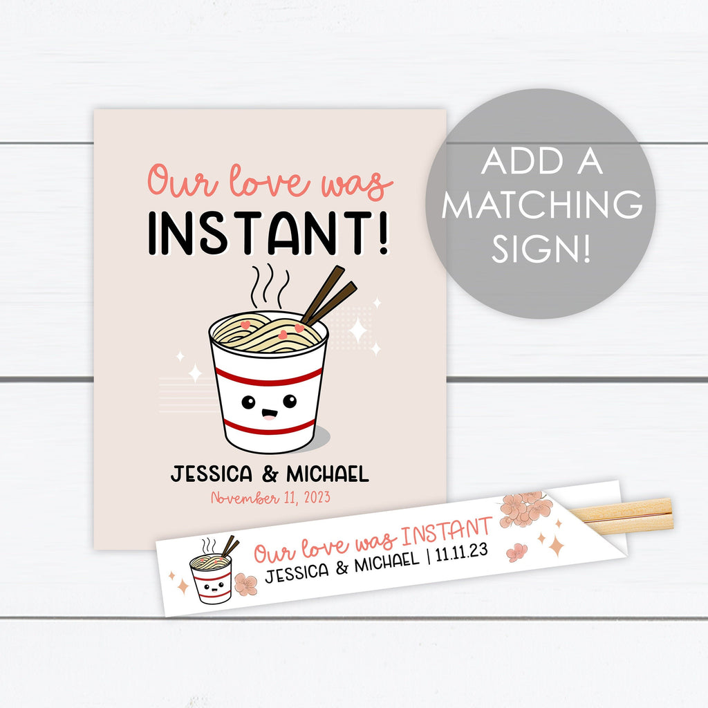 "Our Love was Instant" Instant Noodles Custom Chopstick Sleeves