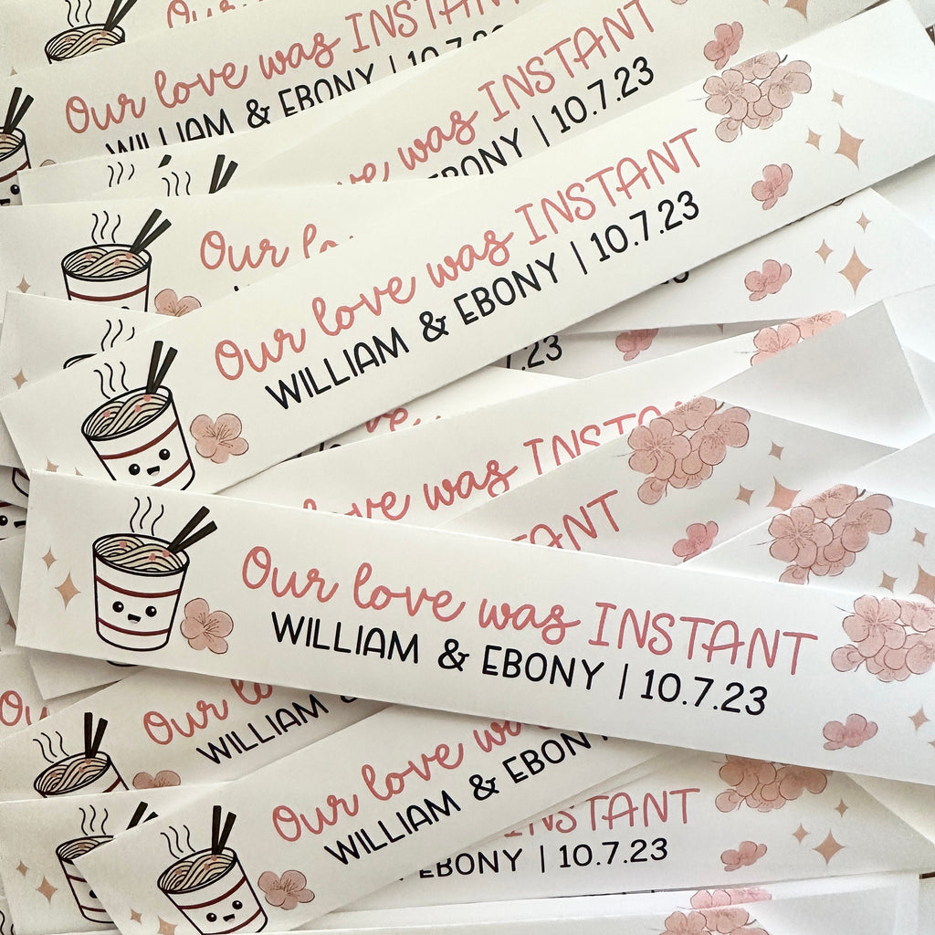 "Our Love was Instant" Instant Noodles Custom Chopstick Sleeves