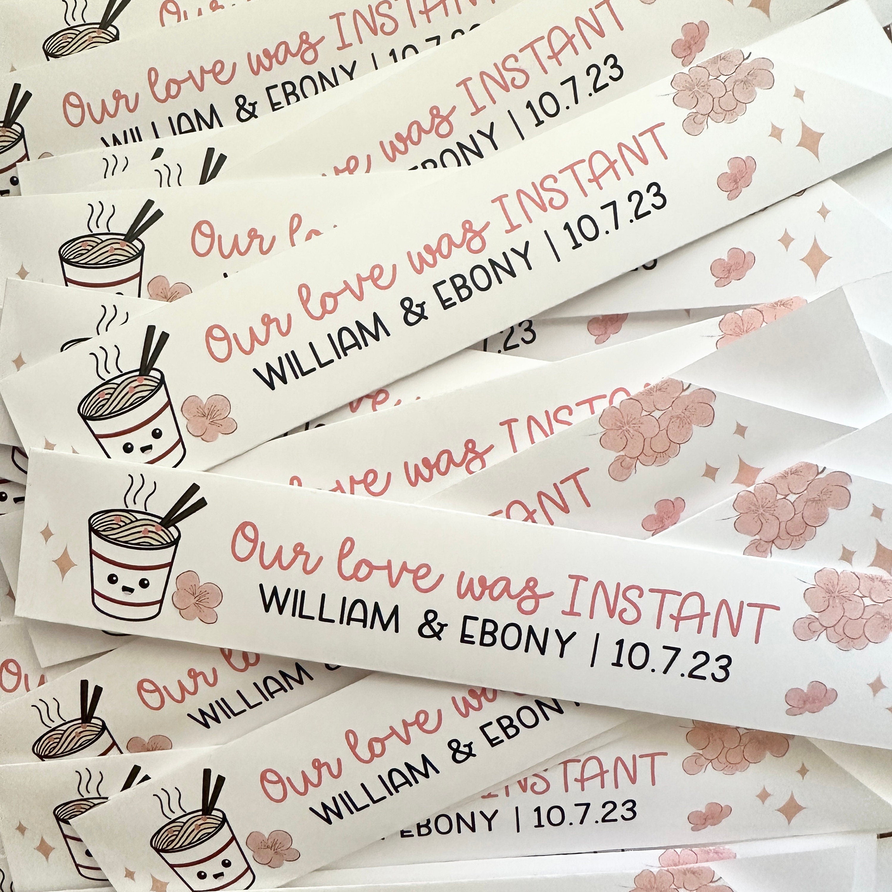"Our Love was Instant" Instant Noodles Custom Chopstick Sleeves